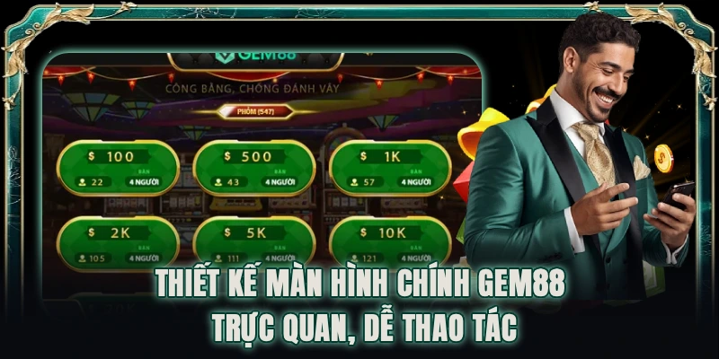 Thiết kế màn hình chính GEM88 trực quan, dễ thao tác